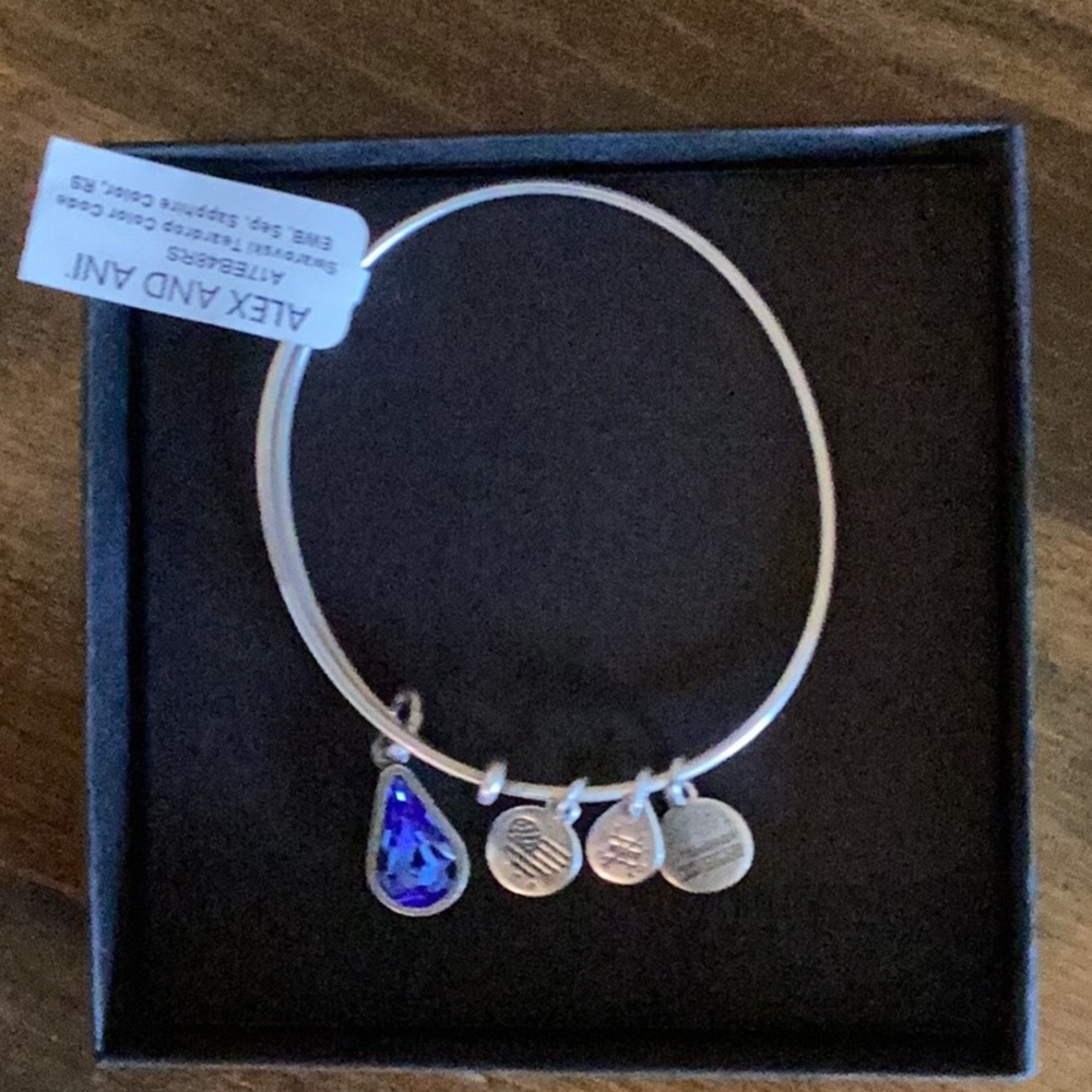 Alex and ani teardrop bracelet sapphire color